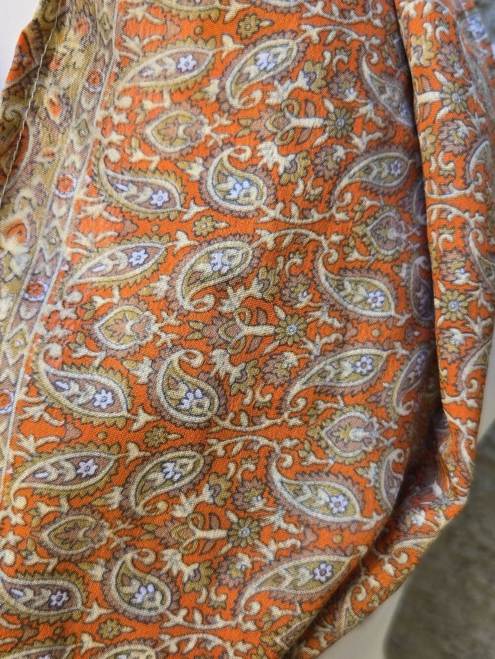 Orange Paisley Infinity Silk Scarf - Lightweight Women's Accessory